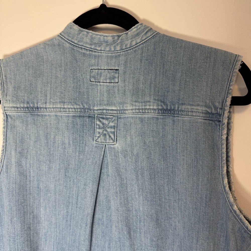 Current/Elliott Blue Denim Sleeveless V-neck Tuck Dress with Pockets Size 2 - Picture 7 of 9